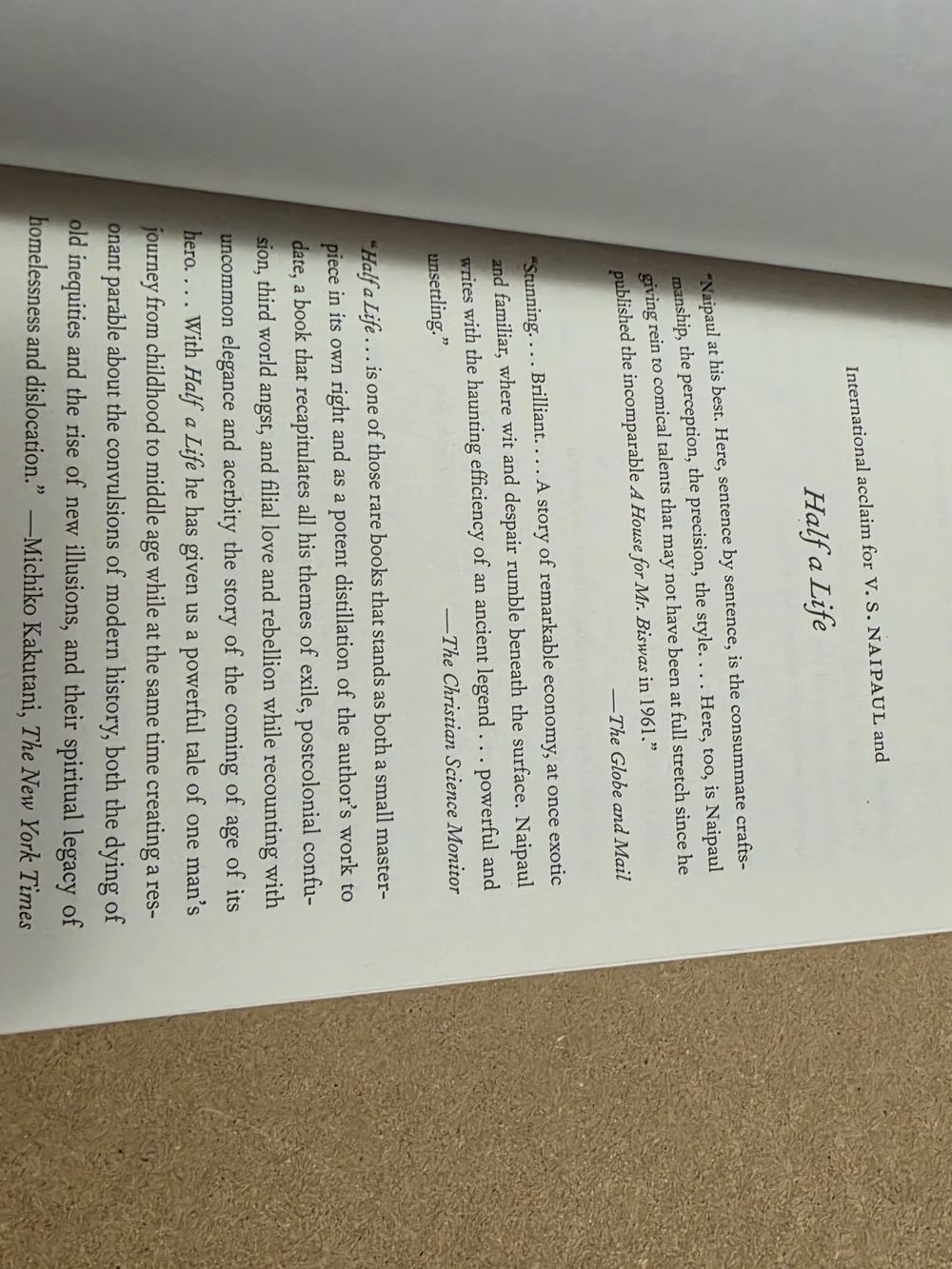 Half a Life – V.S. Naipaul (Vintage Canada Edition, 2002) - Picture 3 of 7